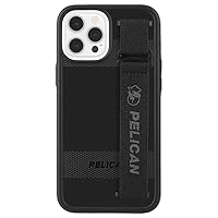 Pelican Protector Series - iPhone 12 Case / iPhone 12 Pro Case 6.1' [Wireless Charging Compatible] Bumper Case with G Hook Hand Strap [15FT MIL-Grade Drop Protection] Rugged Phone Cover - Black