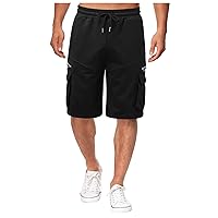 Cargo Shorts for Men Outdoor Summer Casual Hiking Multi-Pocket Shorts Elastic Waist Drawstring Work Jogger Pants