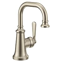 Moen S44101BN Colinet One-Handle Single Hole Traditional Bathroom Sink Faucet, Brushed Nickel