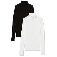 Splendid Women's Classic Long Sleeve Foldover Turtleneck Shirt, 2-Pack
