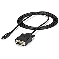 StarTech.com 6ft/2m USB C to VGA Cable - 1920x1200/1080p USB Type C to VGA Video Active Adapter Cable - Thunderbolt 3 Compatible - Laptop to VGA Monitor/Projector - DP Alt Mode HBR2 (CDP2VGAMM2MB)