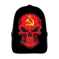 Soviet Union Skull National Flag 16 Inch Backpack Durable Laptop Backpack Casual Shoulder Bag Travel Daypack