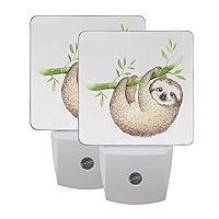 WIHVE Pack of 2 LED Night Lights Plug-in Cartoon Sloth Tree Nightlight with Dusk to Dawn Sensor Soft White Glow for Kids Adults Room, Hallway Bathroom Kitchen