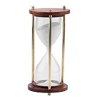 CH Sand Timer (with Device) Wooden and Brass Sand Timer Hour Glass Sandglass Clock Ideal for Exercise Tea Making Antique Nautical Décor Theme Height 6 Inches 5 Minutes/Decorative Hourglass