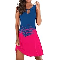 Summer Dresses for Women 2023 Comfortable Sundress for Women Summer Loose Dress Sleeveless Floral Print V Neck