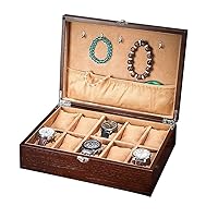 12 Slot Watch Box Organiser Men Collector Wristwatch Box Jewelry and Watch Organizer Large Jewellery Holder and Display Case