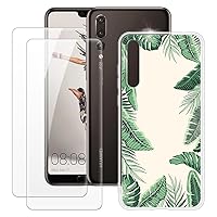 Huawei P20 Pro Case + 2PCS Screen Protector Tempered Glass, Ultra Thin Bumper Shockproof Soft TPU Silicone Cover Case for Huawei P20 Plus (6.1”)