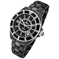 Women's High Tech Black Ceramic Watch with 36 Genuine Diamonds