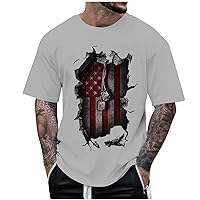 Mens Independence Day Print Tshirts Short Sleeve Crew Neck Patriotic T Shirts for Men Leisure Streetwear Casual Tops
