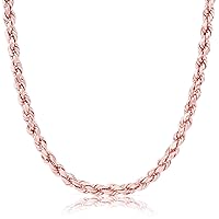 The Diamond Deal 14k SOLID Rose Gold 2.5mm Solid Royal Rope Chain Necklace for Pendants and Charms with Lobster Claw Closure (18