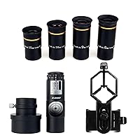 Telescope Eyepiece kit (6mm 9mm 15mm 20mm) Bundle with Universal Cell Phone Adapter Mount Telescope and Red Laser Collimator for Newtonian Marca Telescope