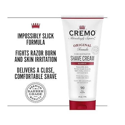 Cremo Barber Grade Original Shave Cream, Astonishingly Superior Ultra-Slick Shaving Cream Fights Nicks, Cuts and Razor Burn, 6 Fl Oz (2 Pack)