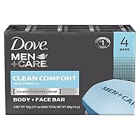 Dove Men Care Body + Face Bar Soap, Clean Comfort Mild Formula, 3.51 oz (100g) - 4 Bars4