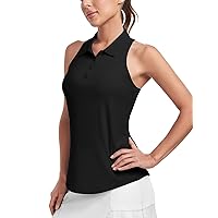 Soneven Women's Sleeveless Printed Polo Golf Shirts Quick Dry V-Neck Lightweight Tennis Tank Tops, 50+ UV Protection