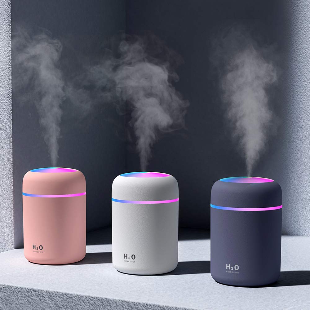 AISHNA Humidifier Colorful Cool Mini Humidifier,Essential Oil Diffuser Aroma Essential Oil USB Cool Mist Humidifier,2 Adjustable Mist Modes, Super Quiet,for Car,Office,Bedroom(Navy)