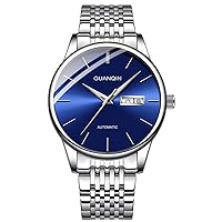 Men Analog Automatic Self-Winding Mechanical Stainless Steel Band Business Wrist Watch Day Date