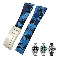 20mm 21mm Rubber Watch Strap Fit for Submariner Rolex Daytona GMT Seiko Hamilton Curved end Sport Watchband
