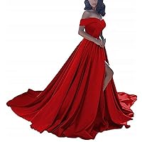 Women's A Line Off The Shoulder Prom Evening Dress Split Formal Party Gown
