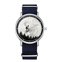 Mountain Bike Design Nylon Watch for Men and Women, Cyclist Theme Wristwatch, Cycle Bicycle Lover Gift