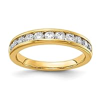 Solid 14k Yellow Gold Lab Grown Diamond 3/4 Ct. Channel Set Wedding Band Ring