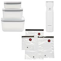 Fresh & Save Vacuum Sealer Machine Family Set, 3-pc Container Set, 20-pc Bag Set Assorted Reusable Vacuum Sealer Bags/Sous Vide Bags, Meal Prep