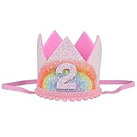 Amosfun Baby Princess Tiara Crown Baby Girls 2nd Birthday Hat Sparkle Glitter Headband Prince Party Hat Hairband for Birthday Celebration Baby Shower Photo Props