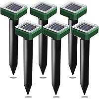 6PK Upgrade Mole Repellent for lawns Gopher Repellent Ultrasonic Solar Powered Snake Repellent Deterrent Mole Repeller Vole Repellent Outdoor Lawns Garden Yard All Pests Sonic Spikes Stakes Chaser