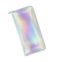 Holographic Wallet Clutch - Iridescent Purse Long Wallet with Zipper for Women
