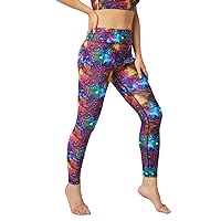 UIUO-UIPEU Women's Printed Yoga Pants with Pockets Workout Leggings for Women Tummy Control Compression Leggings