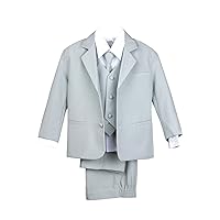 Leadertux 5pc Boys Formal Wedding Light Gray Vest Necktie Sets Suits Outfit S-20 (3T)