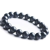 10mm Natural Blue Sapphire Gemstone Crystal Round Beads Women Men Bracelet AAAA