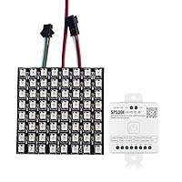 WS2812B ECO RGB Alloy Wires 5050SMD Individual Addressable 8X8 256 Pixels LED Matrix Flexible FPCB DC5V, SP530E WiFi Alexa Bluetooth LED Controller Kit(NO Power Adapter)