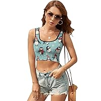 Womens Square Neck Tank Tops Seaside Cruise Ship Workout Tops Cropped Summer Sleeveless Shirts