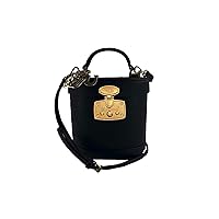 Women's Calfskin Leather Top Handle Binocular Box Bag Black Brown