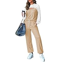 Pink Queen Womens 2 Piece Sweatsuit Outfits Long Sleeve Cutout Hoodies and Drawstring Pants Tracksuit Lounge Set with Pockets