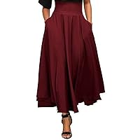 Women's High Waist Wrap Skirts Vintage Casual Midi Skirt for Ladies Pleated Flowy A-Line Skirts Office Work Short Dress
