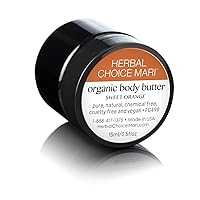 Organic Body Butter by Herbal Choice Mari (Sweet Orange, 0.5 Fl Oz Jar) - No Toxic Synthetic Chemicals - TSA-Approved Travel Size