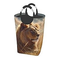 Laundry Basket Freestanding Laundry Hamper Prairie lion Collapsible Clothes Baskets Waterproof Tall Dirty Clothes Hamper for Dorm Bathroom Laundry Room Storage Washing Bin