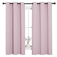 NICETOWN Nursery Essential Thermal Insulated Solid Grommet Top Blackout Curtains/Drapes (1 Pair, 42 x 63 inches in Baby Pink)