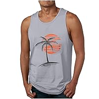 Men's Workout Vest Tops Beach Tank Top Hawaiian Palm Tree Sleeveless Shirt Summer Casual Tee Shirts Workout Tanks