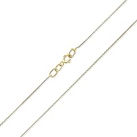 Bling Jewelry Unisex Ultra Thin 018 Gauge 0.5MM Thin Real 14K Yellow White Rose Gold Box or Rolo Curb Cable Chain Necklace For Women Made In Italy 14-24 Inch