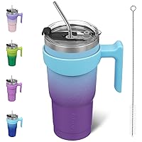 BJPKPK 20 oz Tumbler With Handle And Straw Stainless Steel Insulated Tumbler Cups With Lids,Ocean Dream