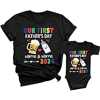 Custom Our First Father's Day Shirt, Personalized Our First Father's Day Shirt, Matching Daddy and Me Shirt, Cute New Dad