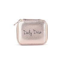 Miamica Zippered Pill Case with 8-Day Removable Plastic Organizer, Rose Gold, 3.5” x 2.75” x 1.25” – Cute Weekly Medicine Box w/Compact Design