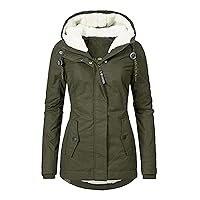 Women's Hooded Winter Coat Long Warm Fleeced Lined Long Jackets Thicken Fleece Jacket Fur Hooded Military Parka Coat