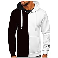 Men's Novelty Color Block Hooded Sweatshirts Full Zip Jacket Outerwear With Pocketplus Size Sweatshirt