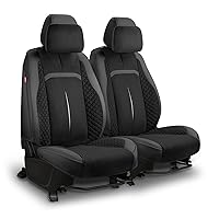 Voris Series Front Row Set Seat Covers Universal for Cars Trucks SUV, Black, CA-SC-VORIS-F-BK