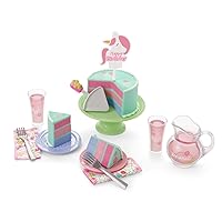 American Girl WellieWishers 14.5-inch Doll Birthday Treat Playset with Cake, Stand, Pitcher, and Napkins, For Ages 4+