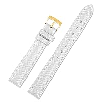 Cowhide Ladies Watch Band 10mm 12mm 14mm 16mm 18mm Universal Genuine Leather Watchbands (Color : White Gold pin, Size : 16mm)