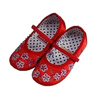 Baby Girl Bead Flower Embroidered Shoes Qipao Shoe Girl's Breathable Cloth Shoes